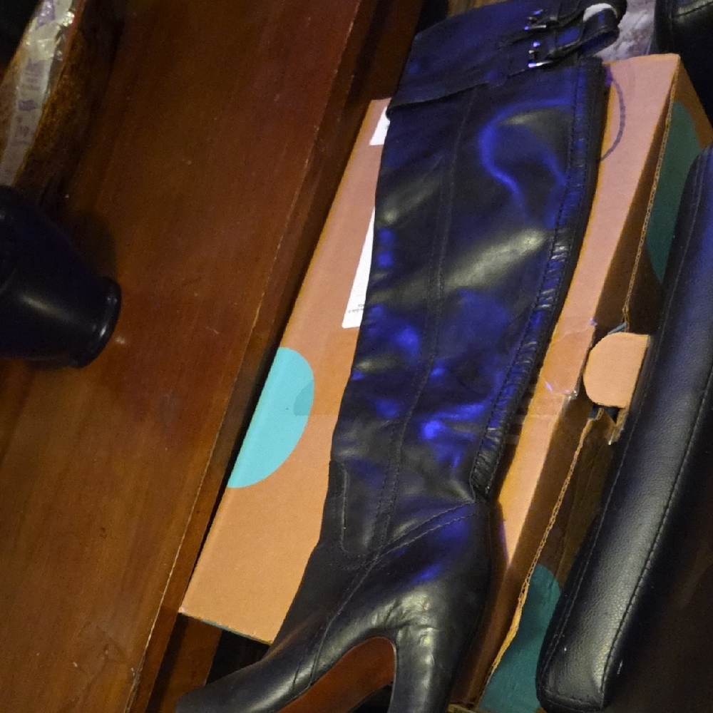 Sam Edelman Black Over the Knee Boots with Glossy Finish